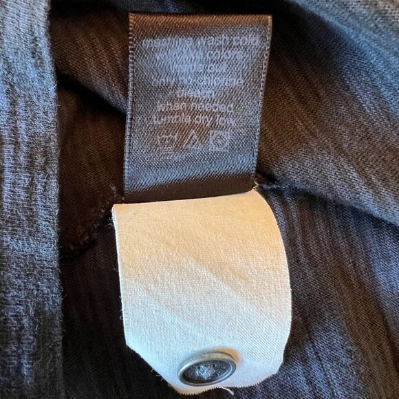 John Varvatos Blue & Black Stripe Polo Shirt With Wooden Buttons - Picture 5 of 5